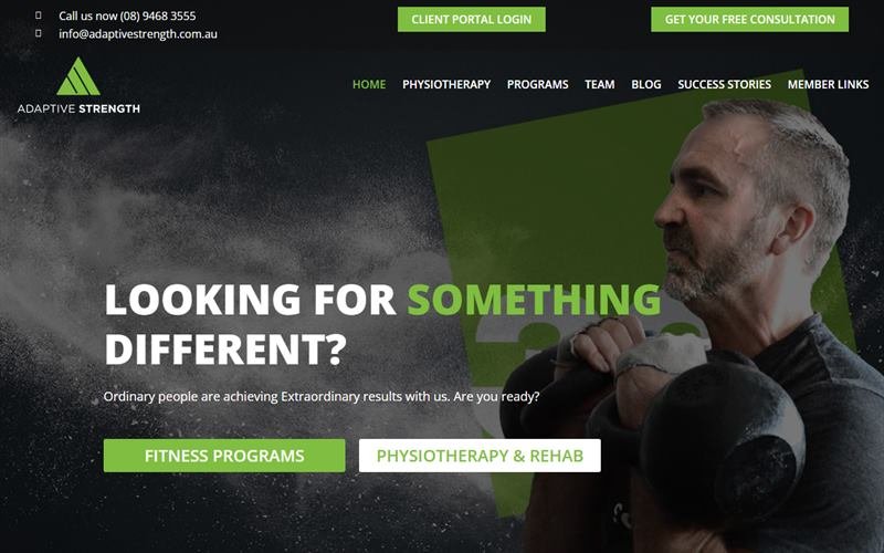 Screenshot of the Adaptive Strength website
