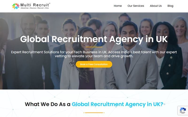 Screenshot of the Multi Recruit UK website